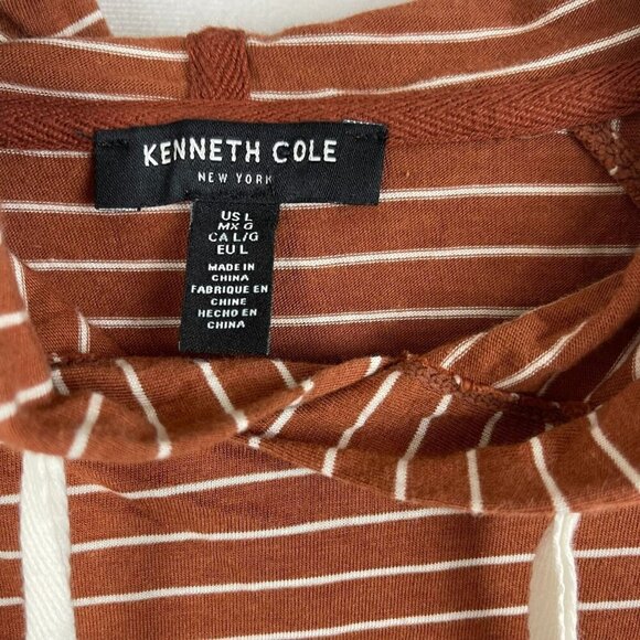 Kenneth Cole Women Long Sleeve Striped Pullover Sweater Hoodie Size L - Picture 3 of 5